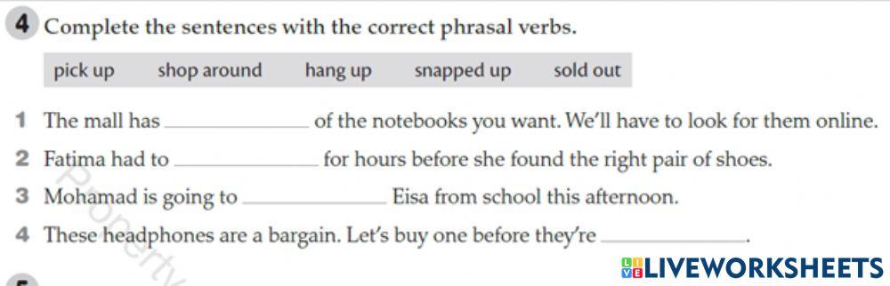 E-shopping phrasal verbs