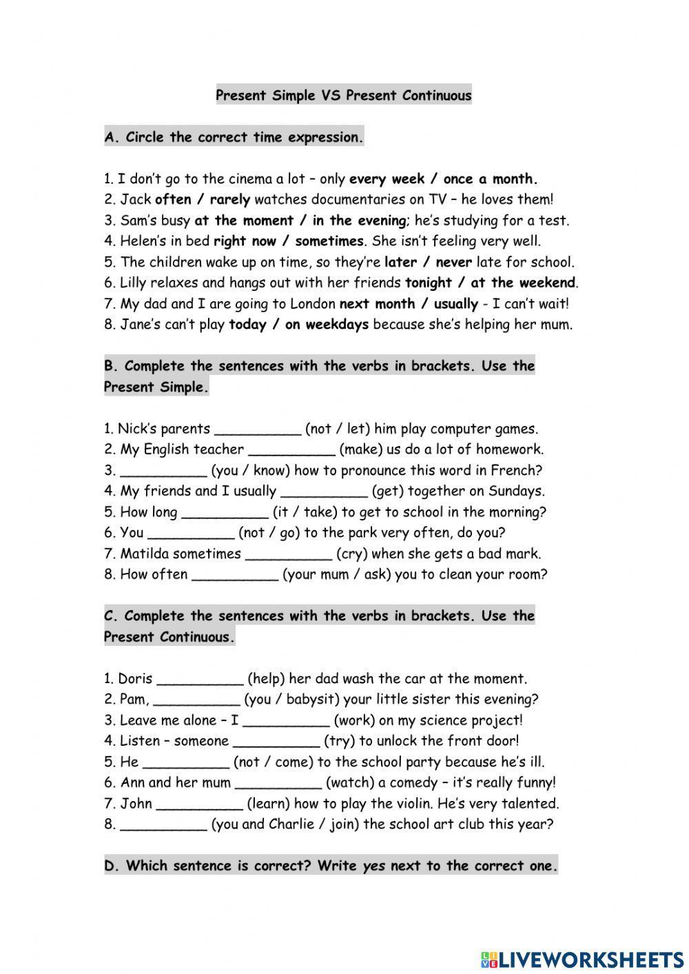 Present Simple VS Present Continuous