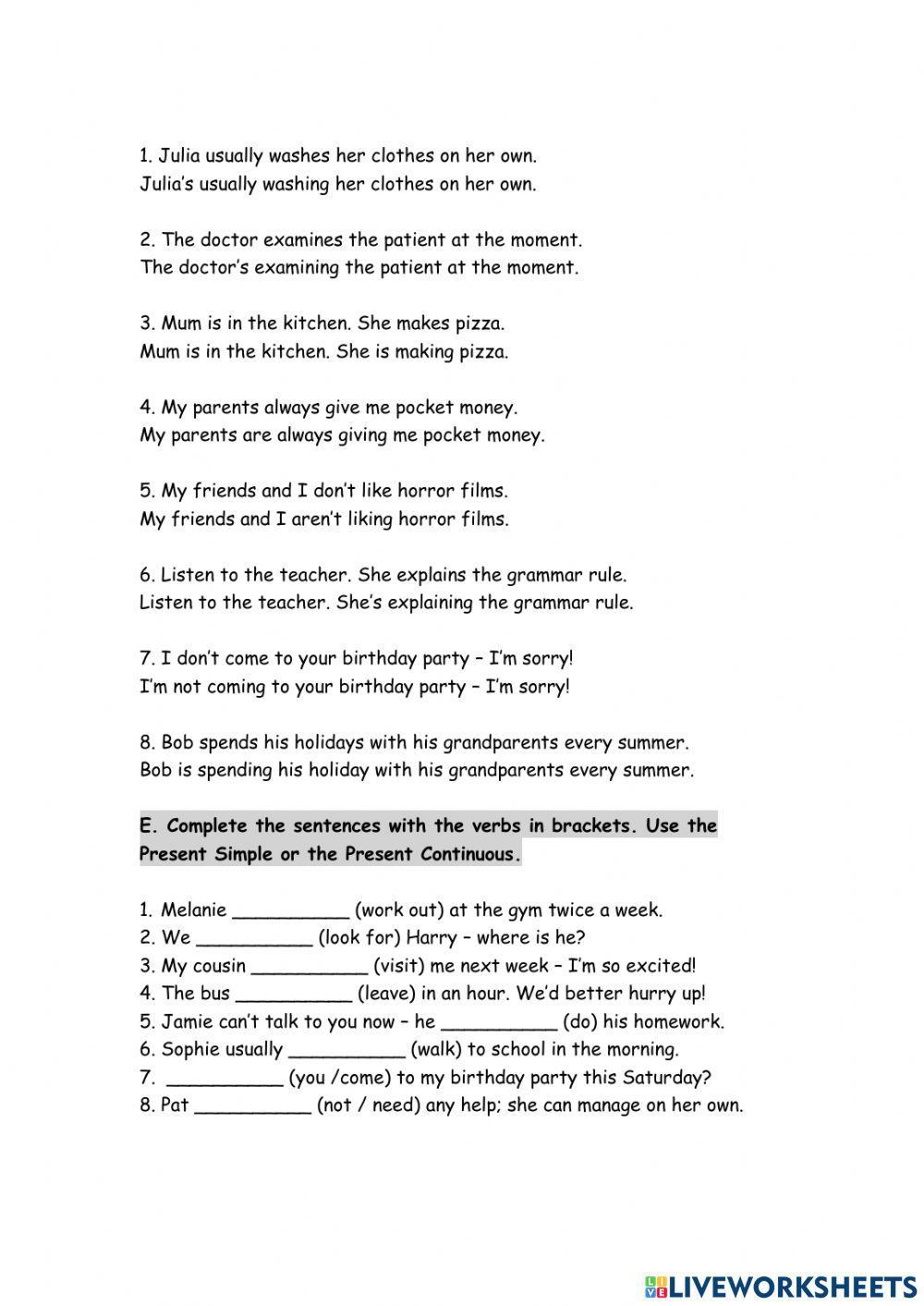 Present Simple VS Present Continuous
