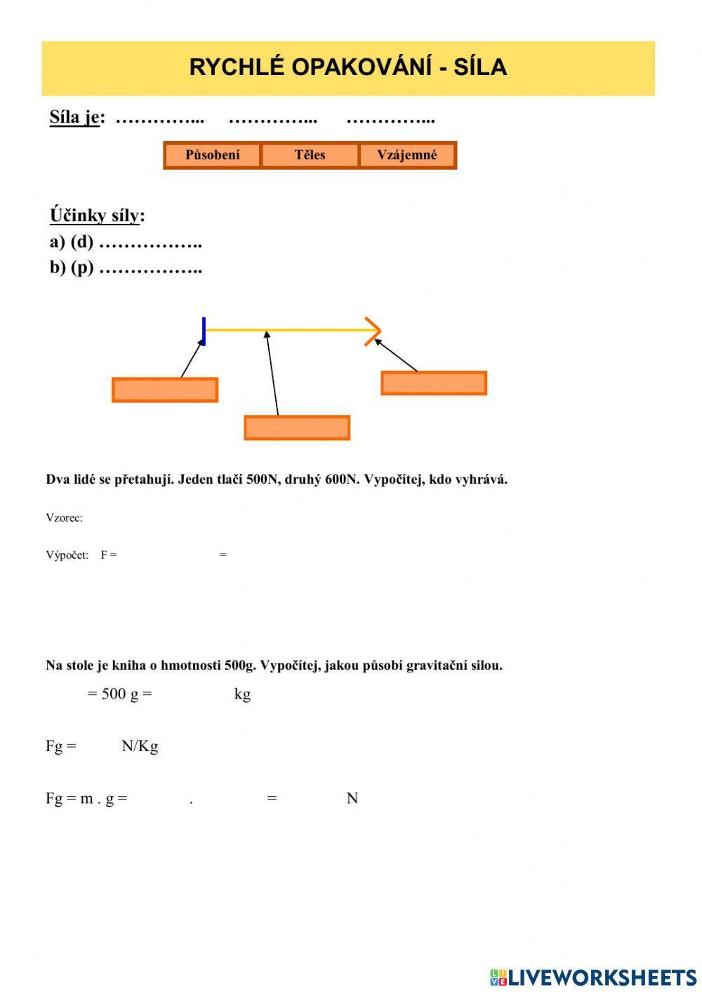 Rychlé opakování - pohyb, rychlost, síla