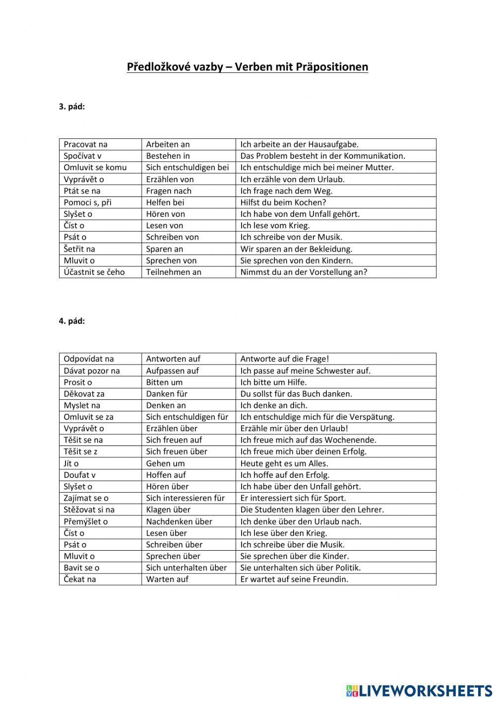 Verben mit Präpositionen