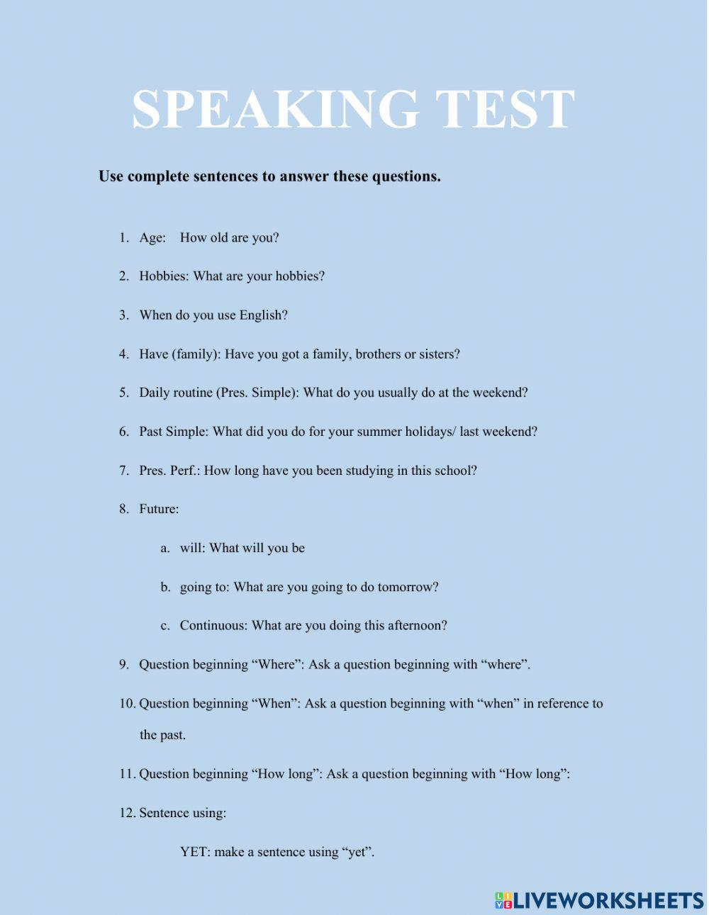 Speaking Test