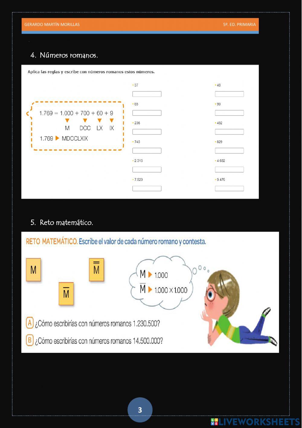 Numeración. Ficha 3. 6º.