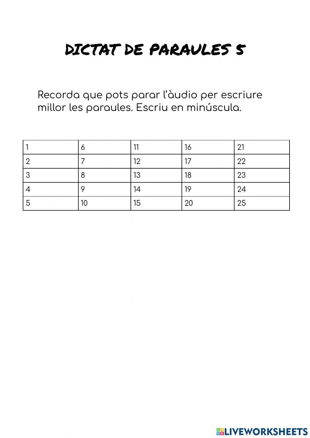 Dictat de paraules 5