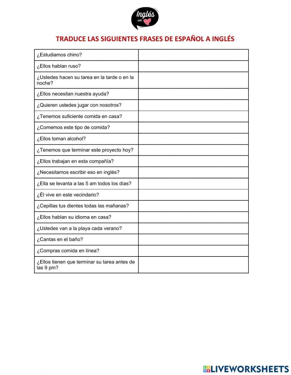 Practica 2 preguntas cerradas en presente simple