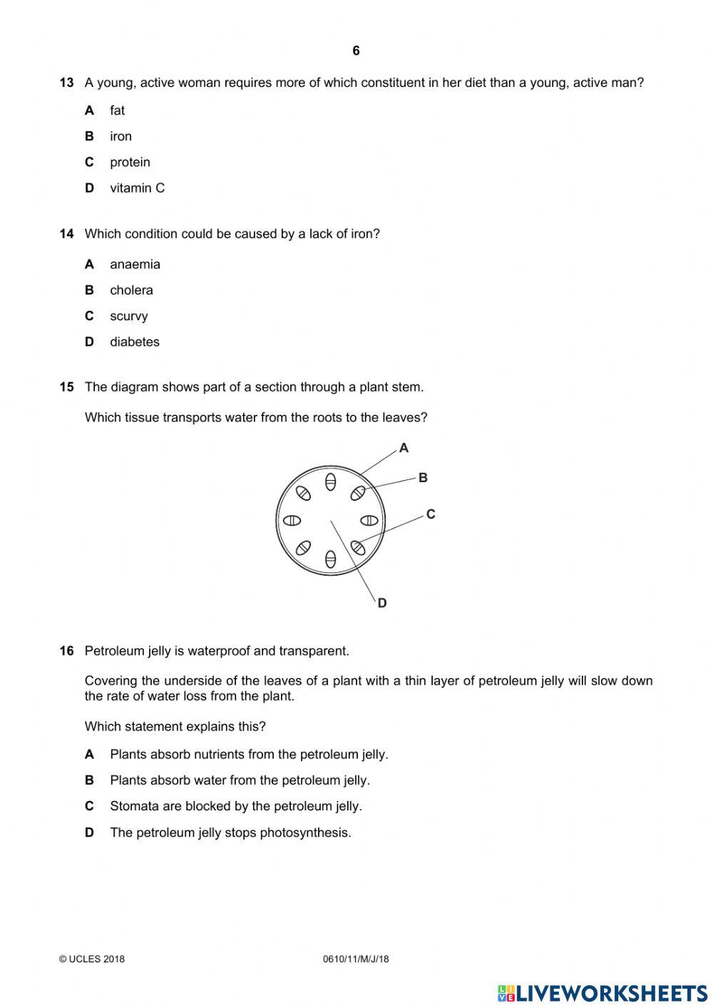 Igcse biology paper 1 practice 2432951 nabilla sharah