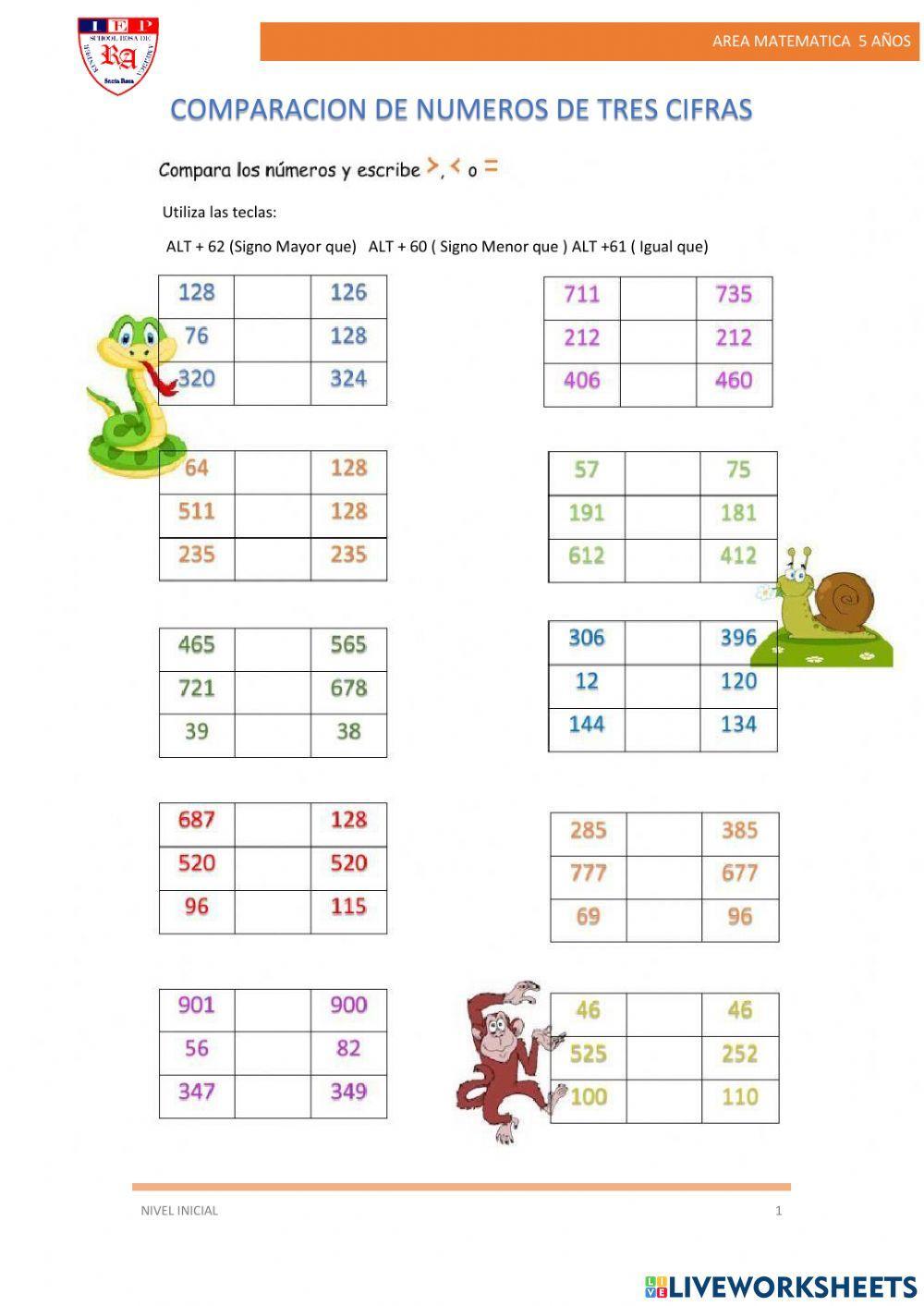 Comparacion de numeros
