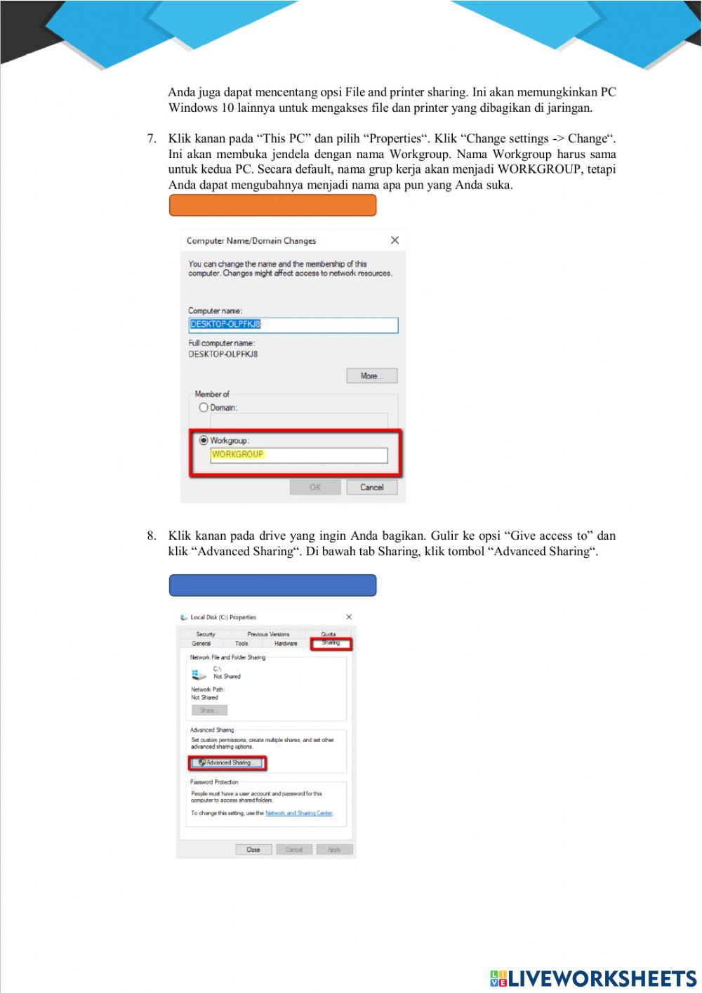Jobsheet menghubungkan komputer dengan kabel lan