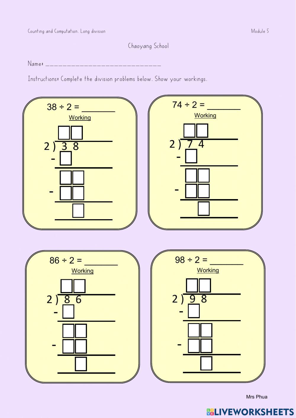 Long Division Worksheet 5355929 prisca ng