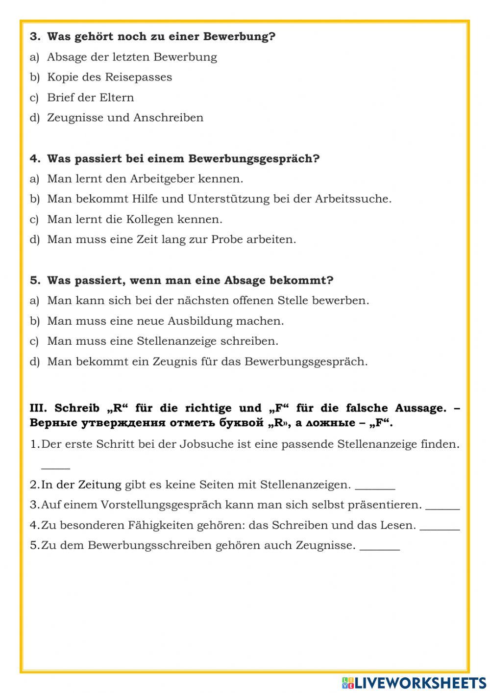 Bewerbung