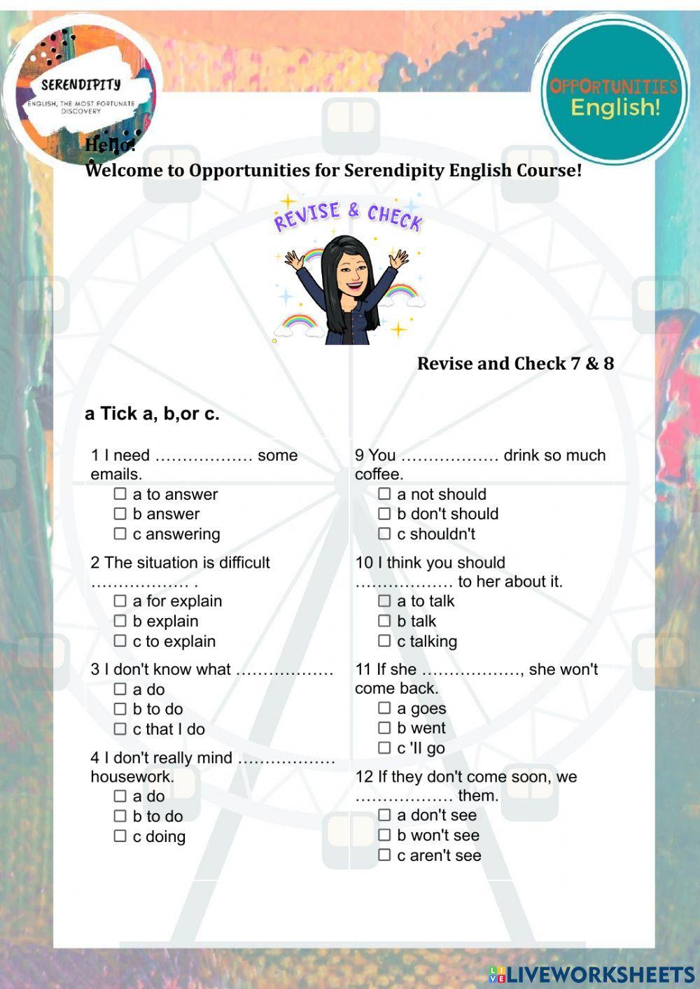 Revise and Check 7&8 pre intermediate