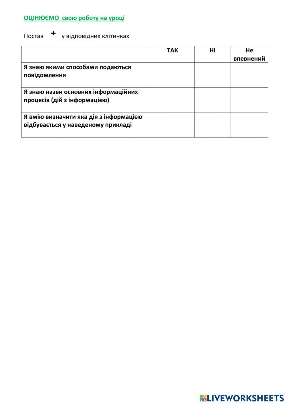 3 клас, Дії з інформацією