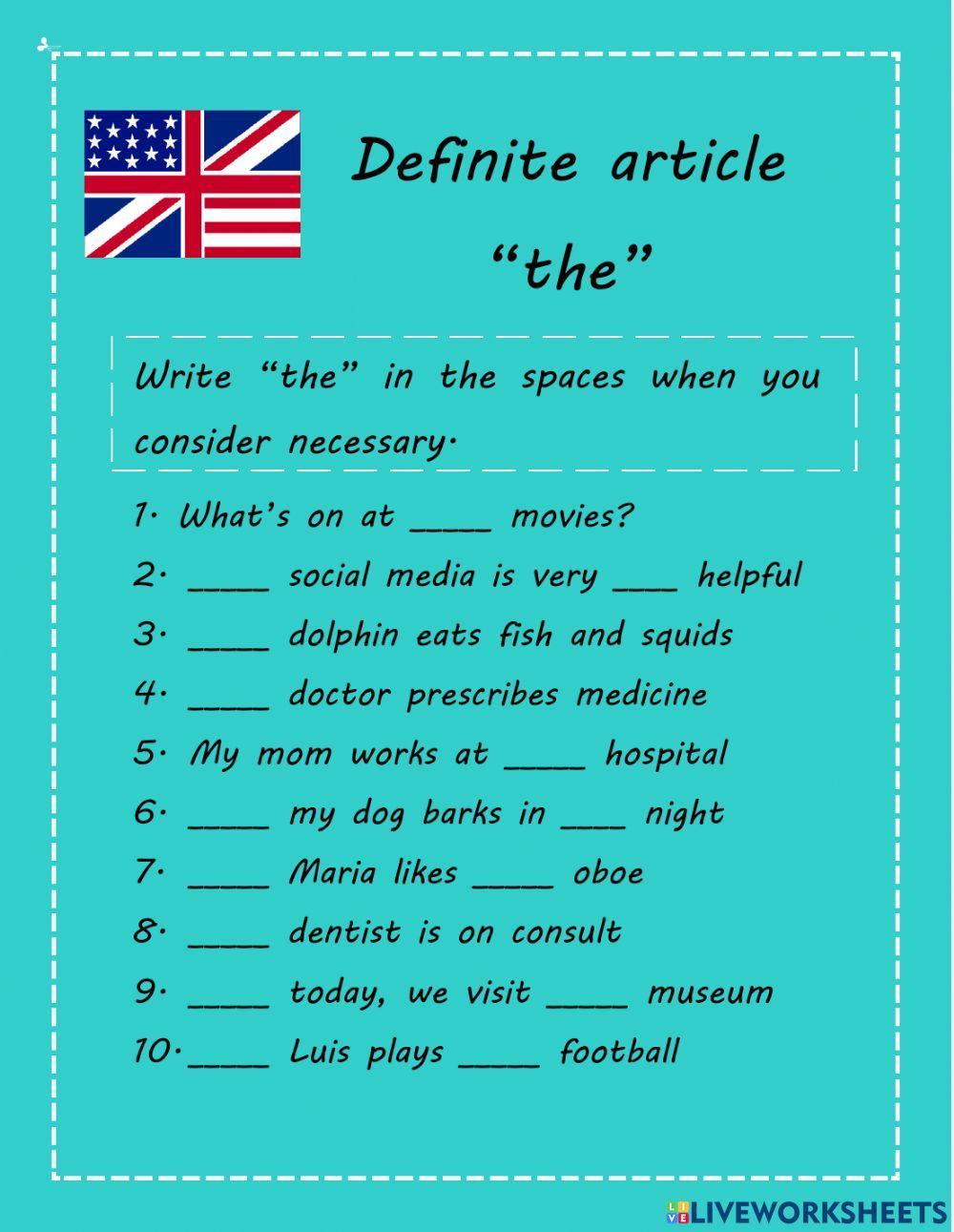 Indefinite article the