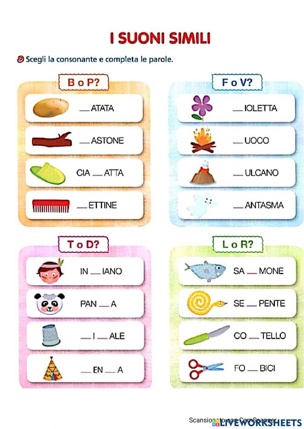 Inserisci la lettera corretta