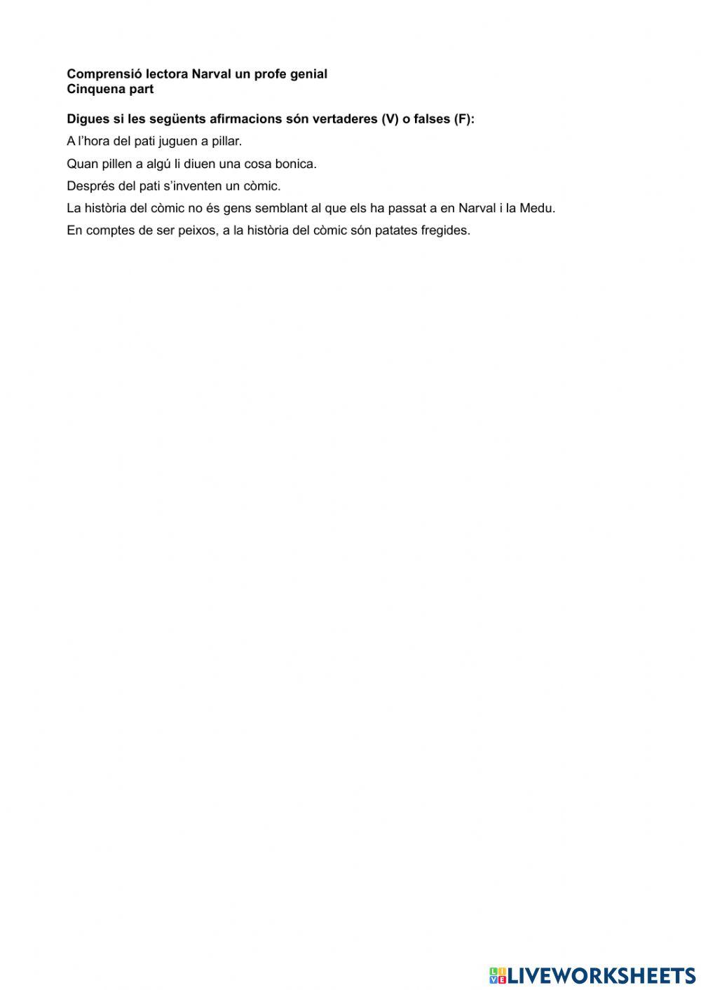 Comprensió lectora Narval un profe genial Part 5