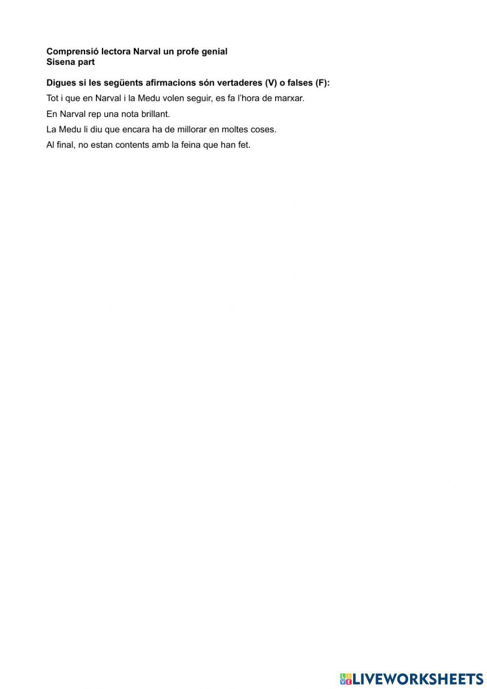 Comprensió lectora Narval un profe genial Part 6