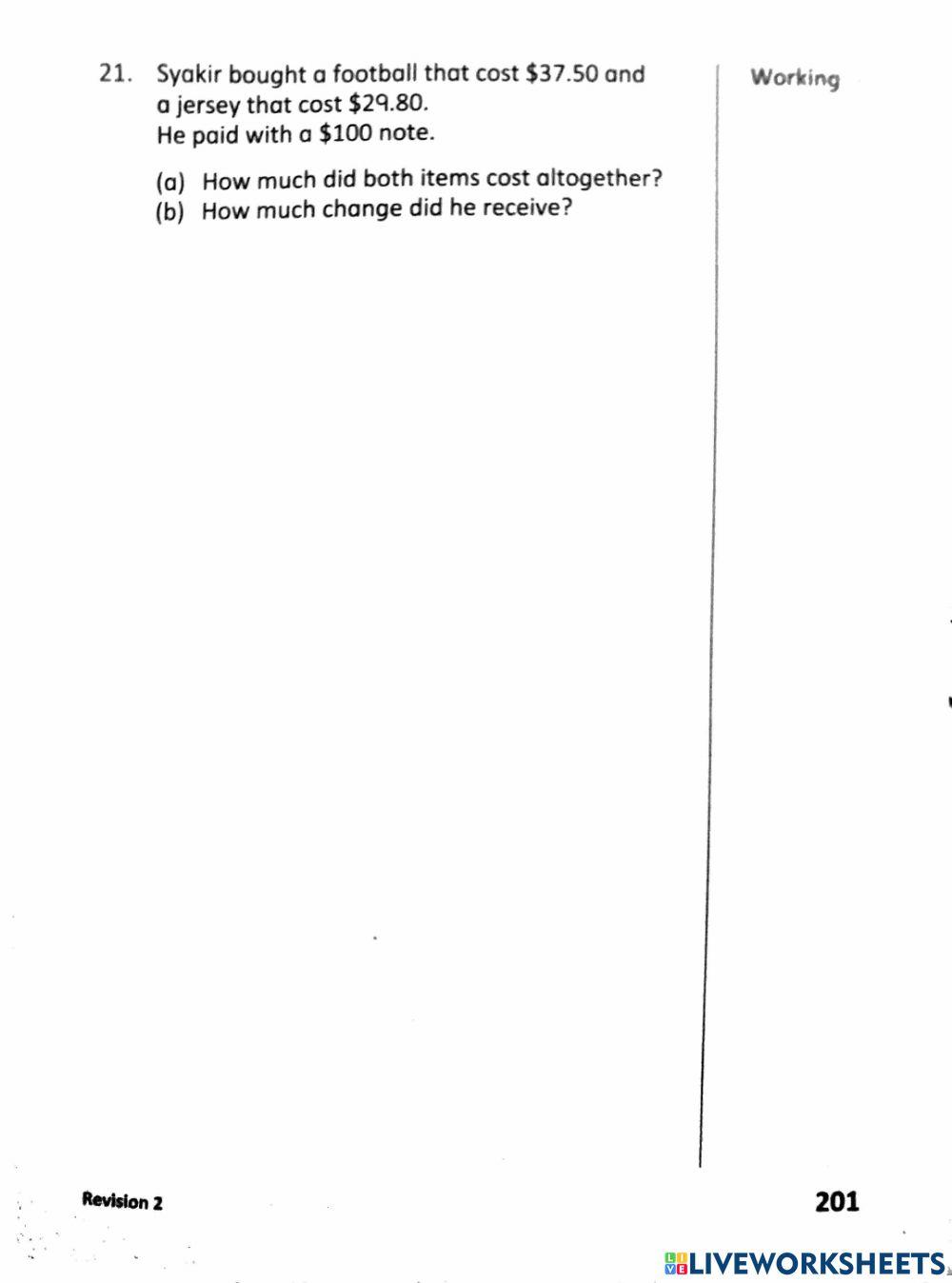 3A Revision 2 worksheet | Live Worksheets