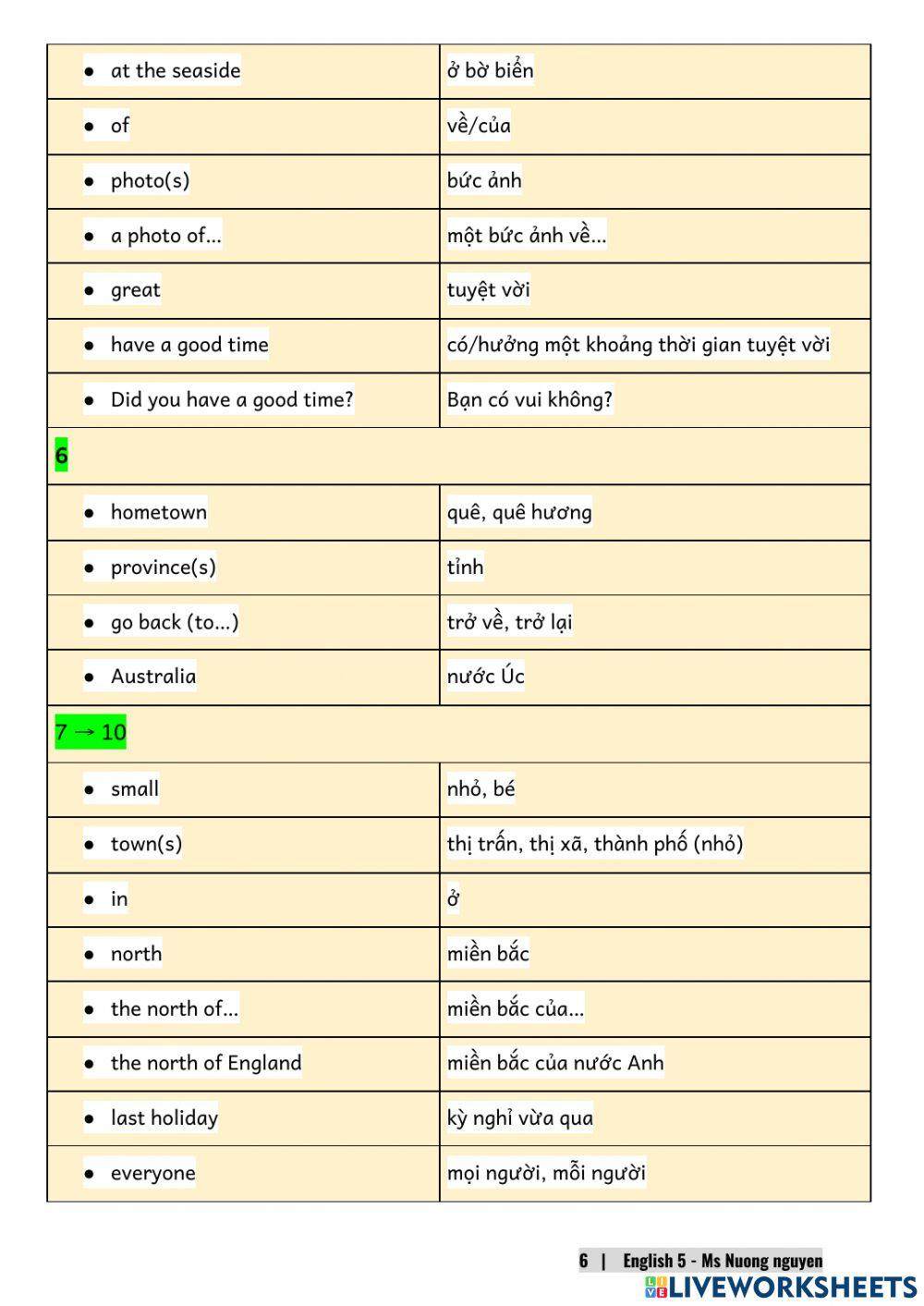 E5U3 (speaking) Where did you go on holiday? -nuongnguyen