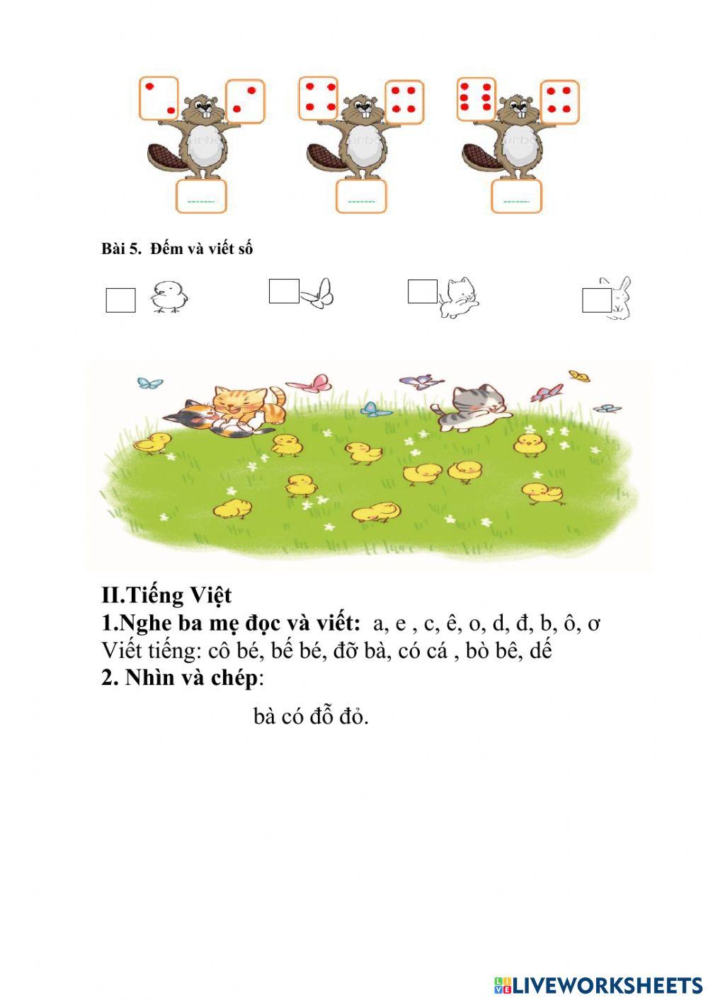 Bài tập cuối tuần lớp 1 tuan 2