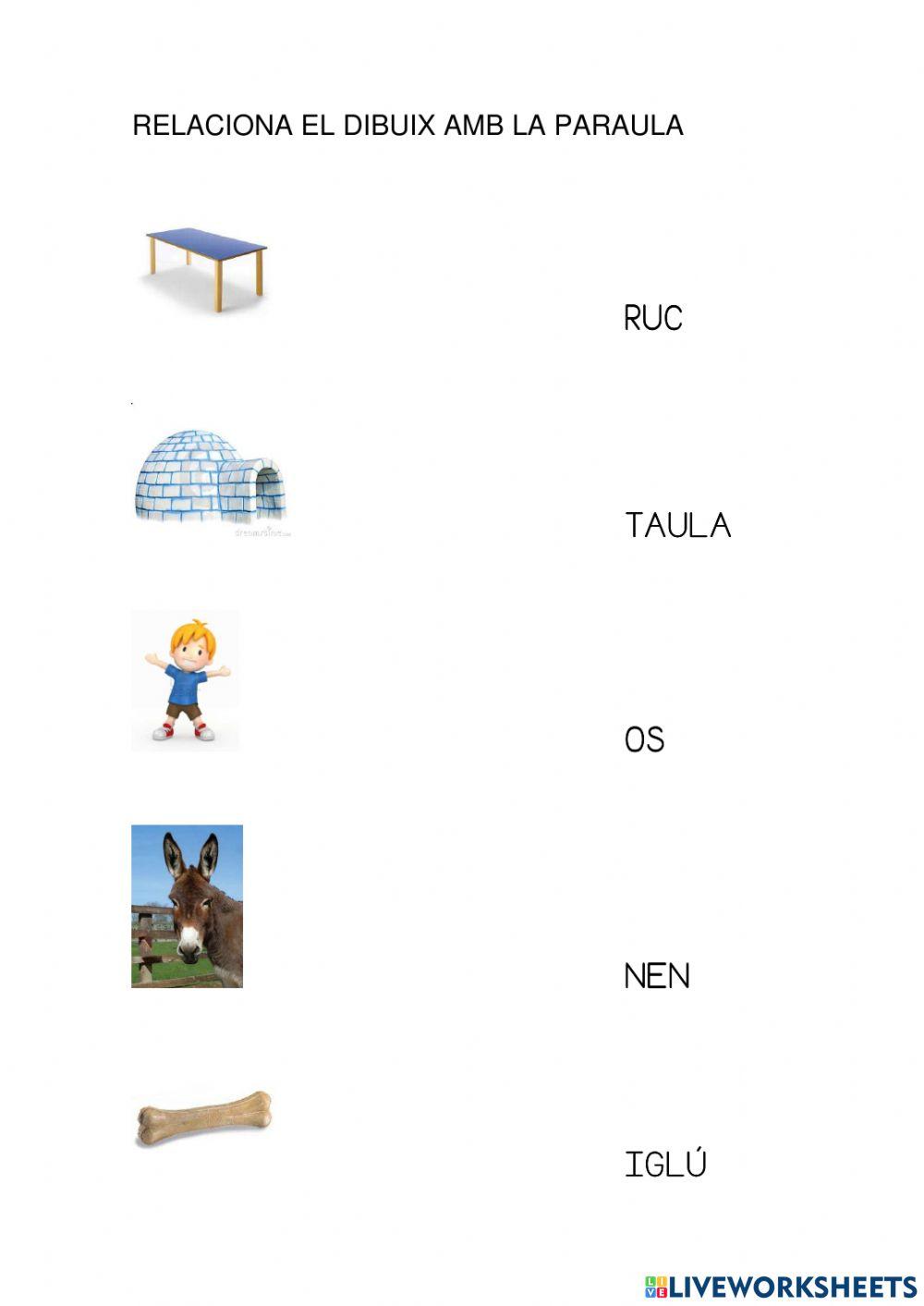 Relaciona el dibuix amb la paraula