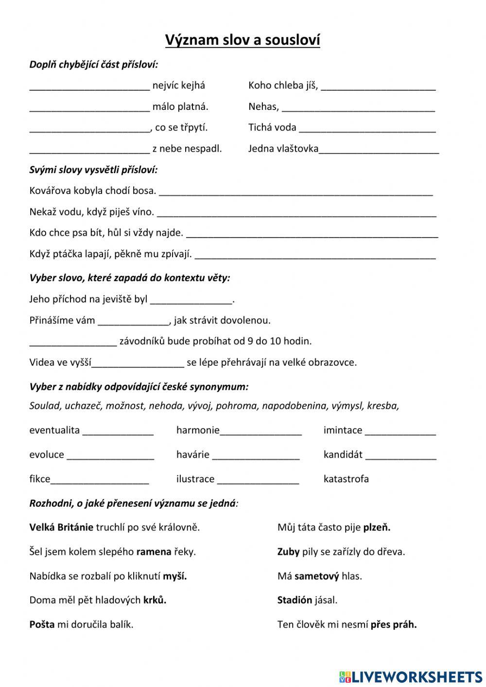 Význam slov a sousloví