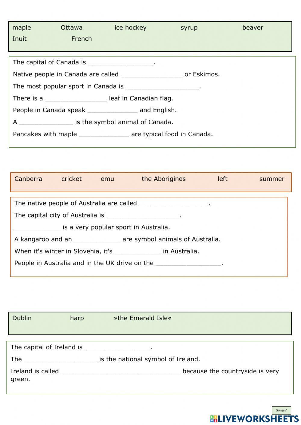 English speaking countries
