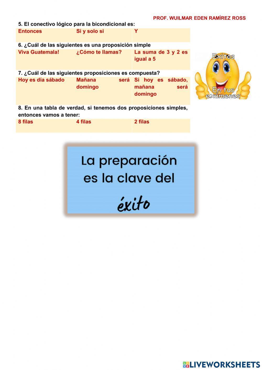 Evaluación: Tablas de verdad