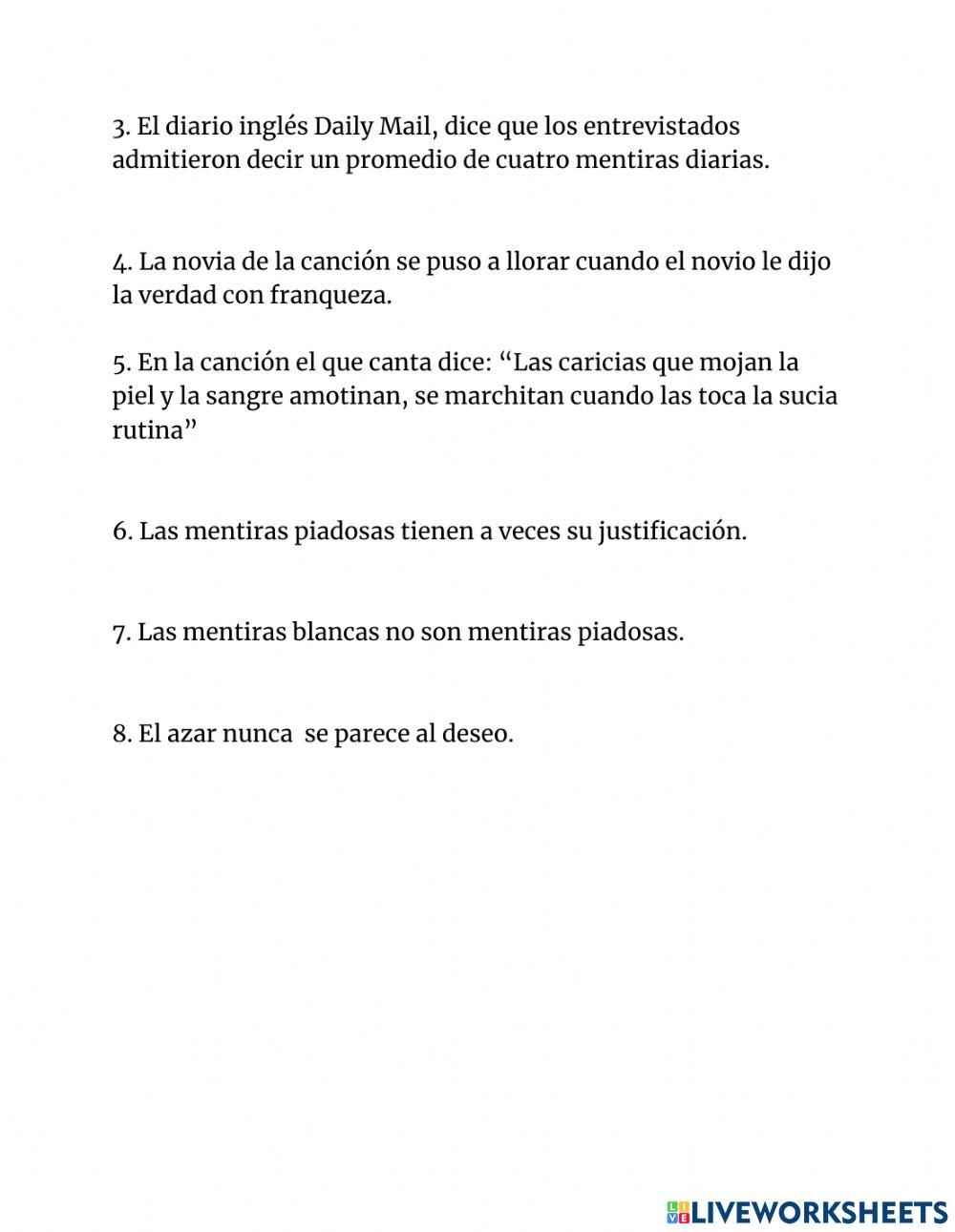  Cuando las MENTIRAS son PIADOSAS -lectura, video y test.