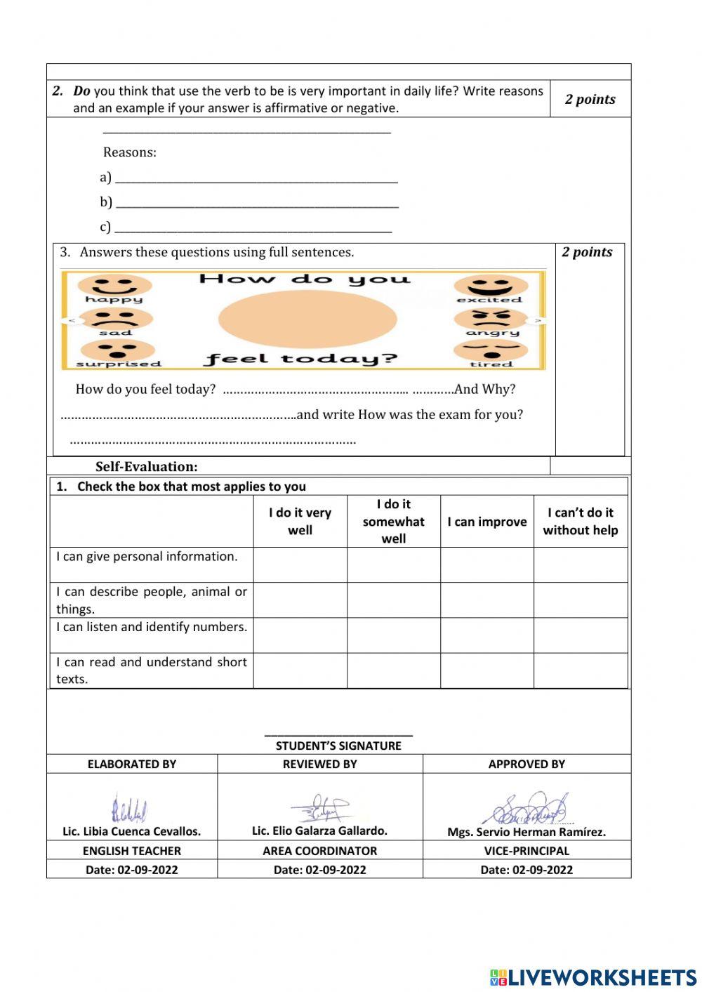 First quimestral assessment