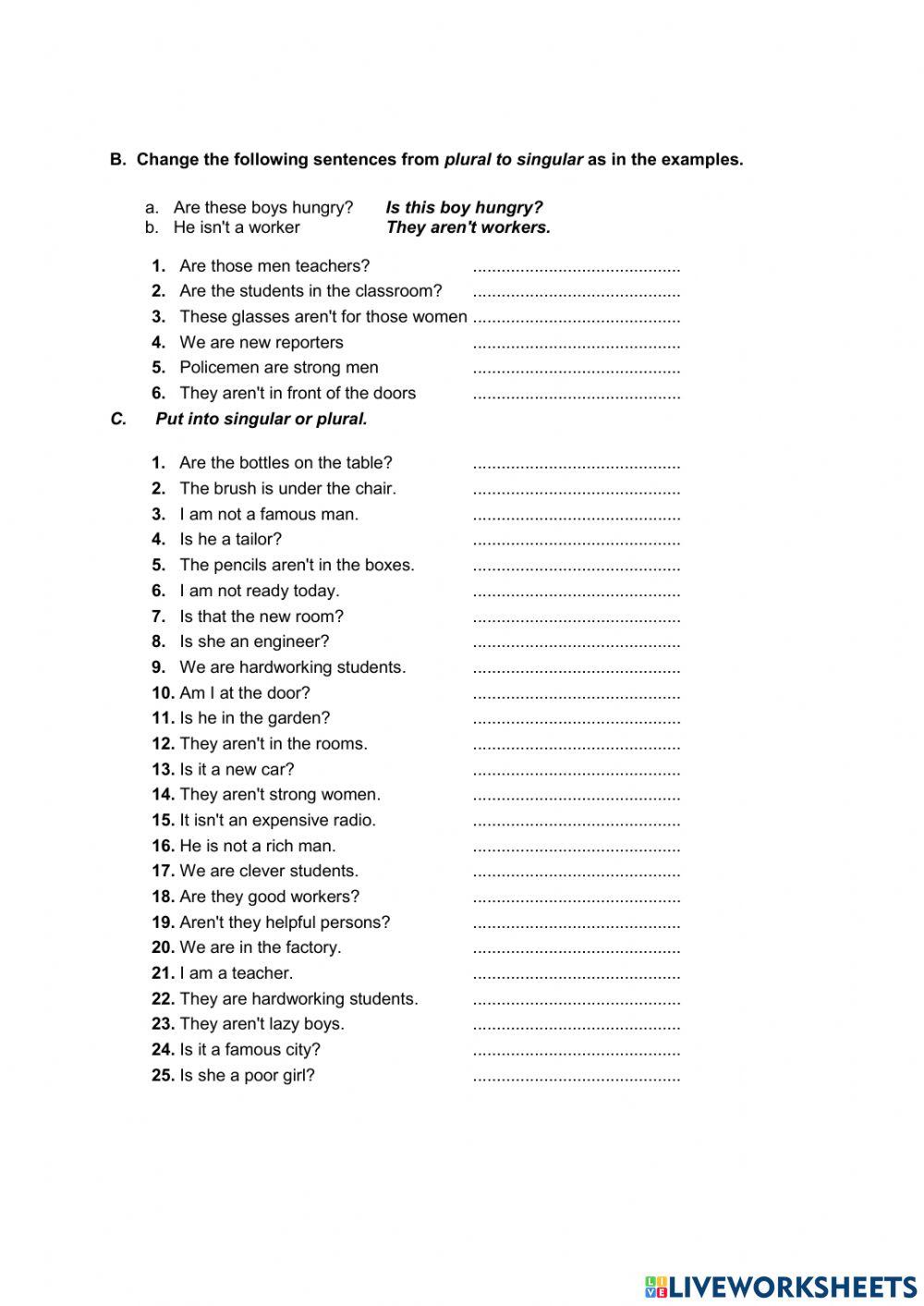 Singular and plural nouns