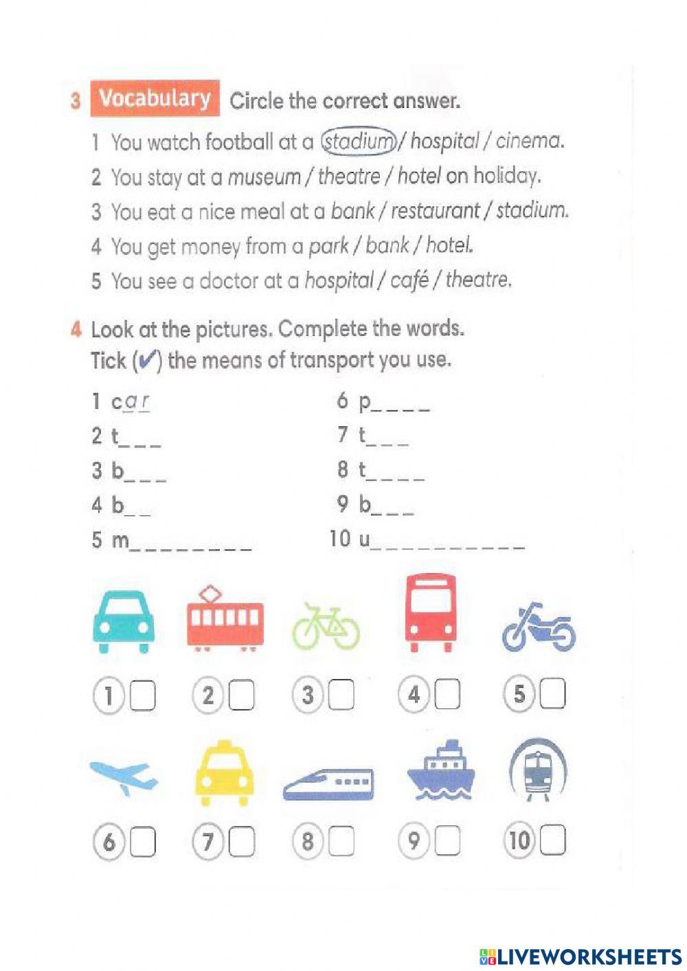 HW-places in the city,transport