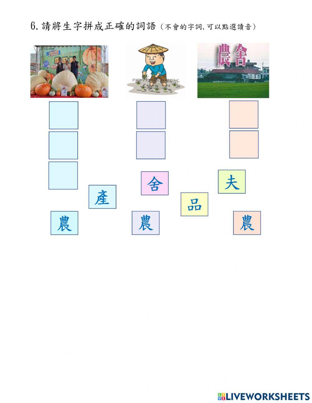 傳統節慶中秋節-(農) 造詞造句