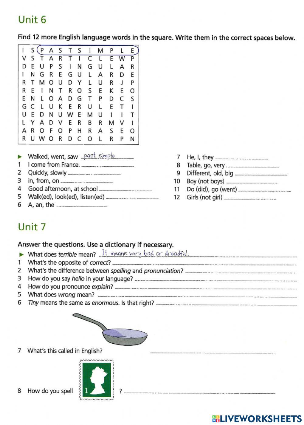 Basic Vocabulary Review (1-7) of Basic English