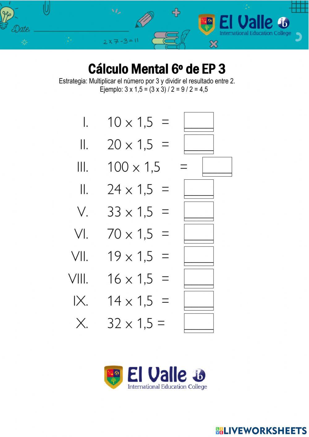 Cálculo Mental 6º de EP 3