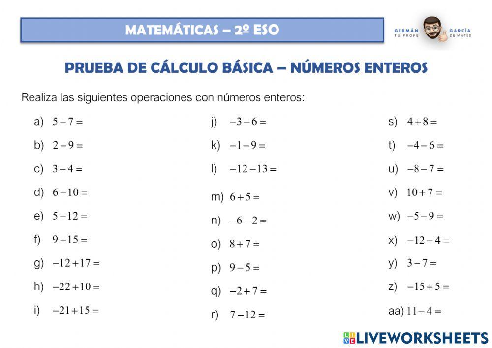 Sumas y restas de enteros