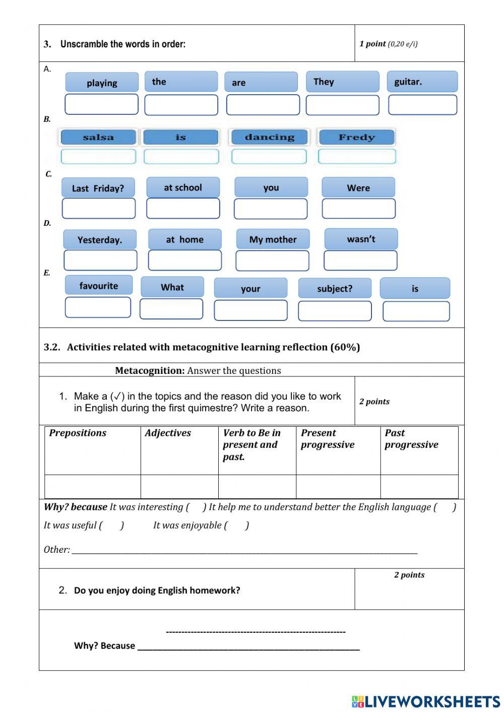 First quimestral assessment 9th