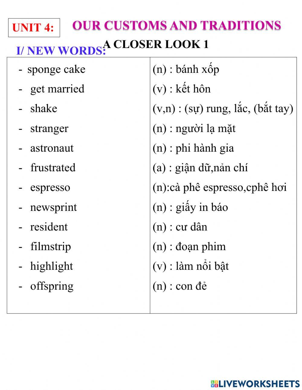 English 8- unit 4- a closer look 1