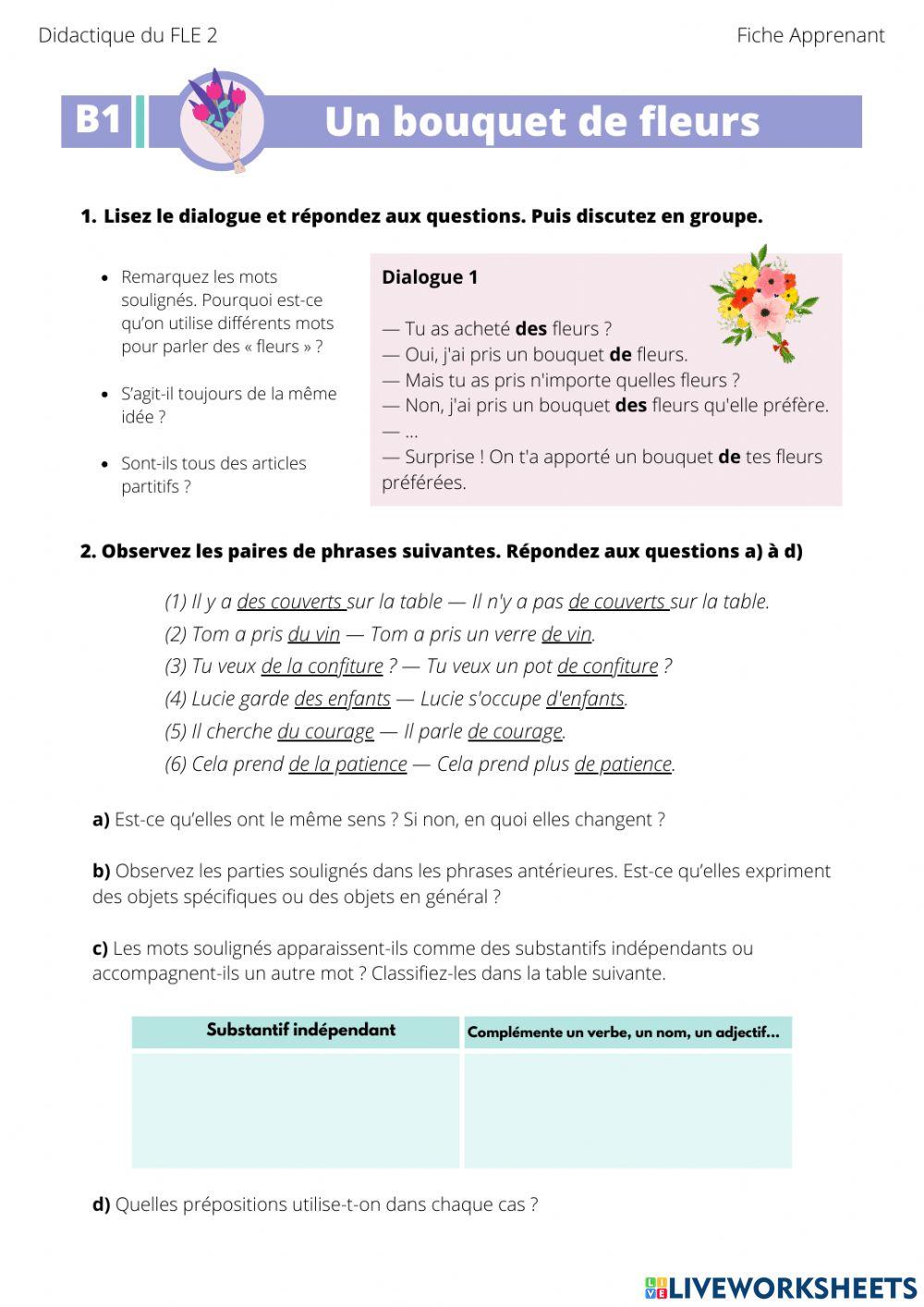 Determinant partitif et effacement - B1