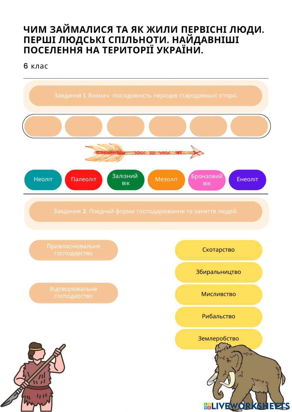 Чим займалися та як жили первісні люди. Перші люські спільноти. Найдавніші поселення на території України.