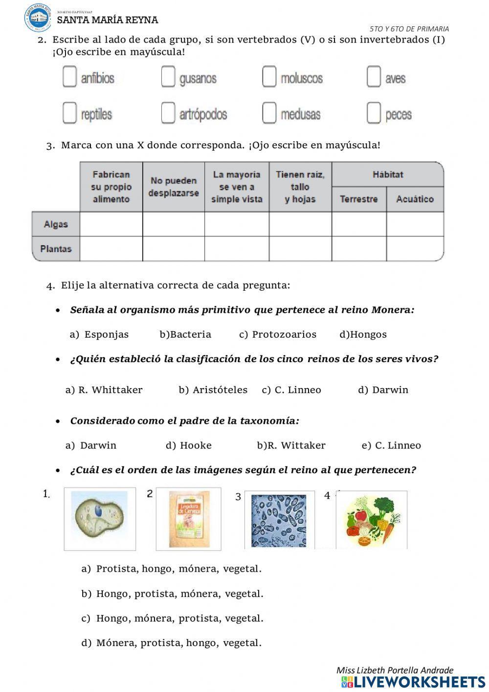 Los cinco reinos de la naturaleza