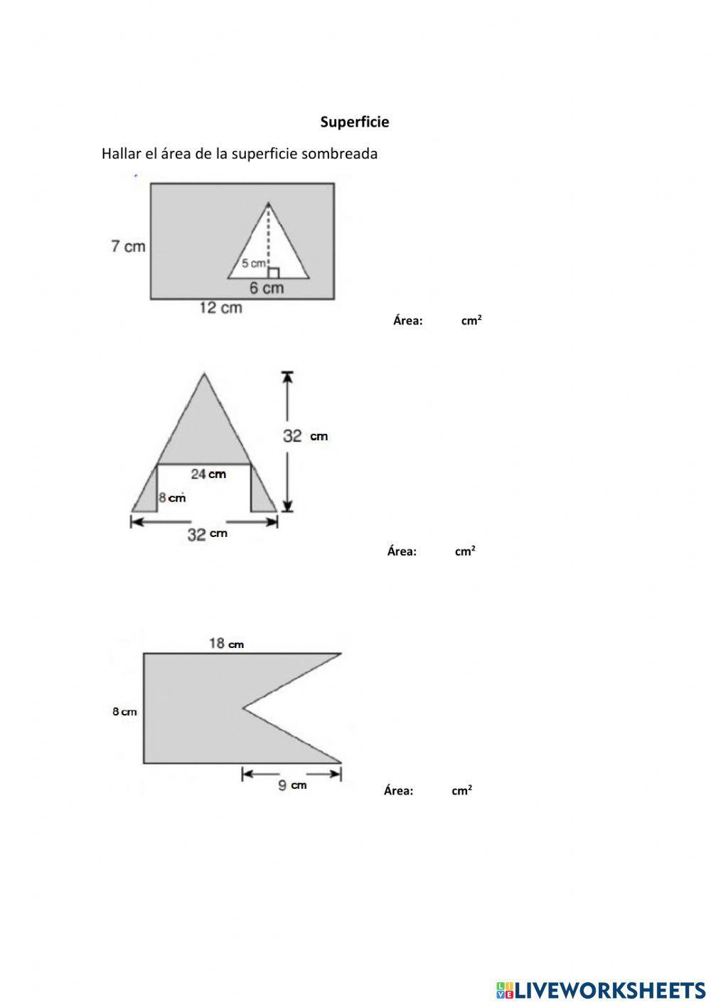 Superficie de áreas sombreadas