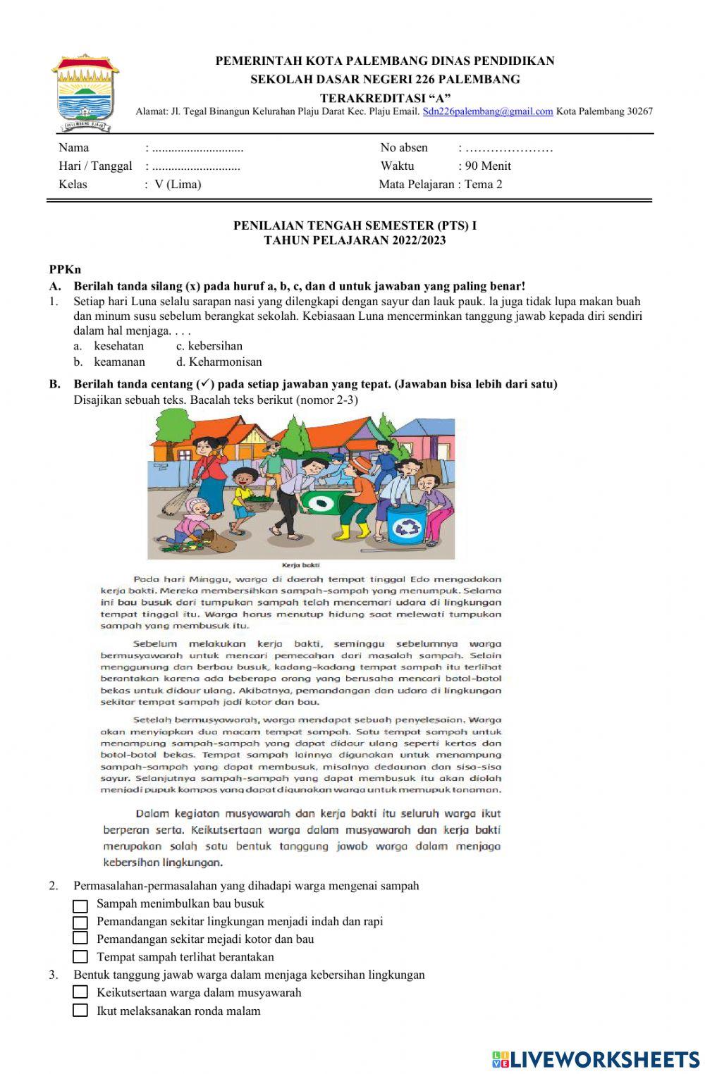 PTS Tema 2 SDN 226 Palembang