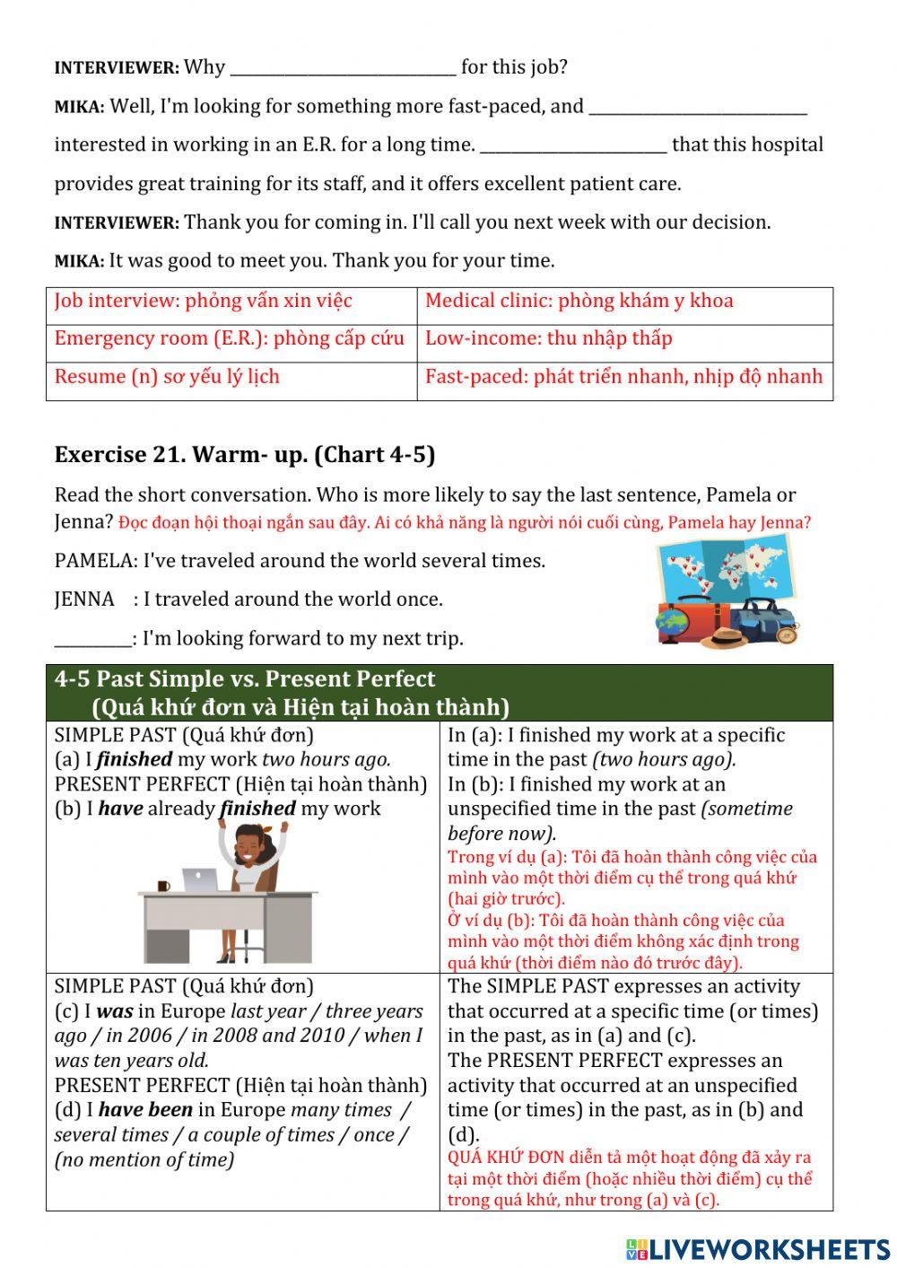 Present perfect and past perfect 4
