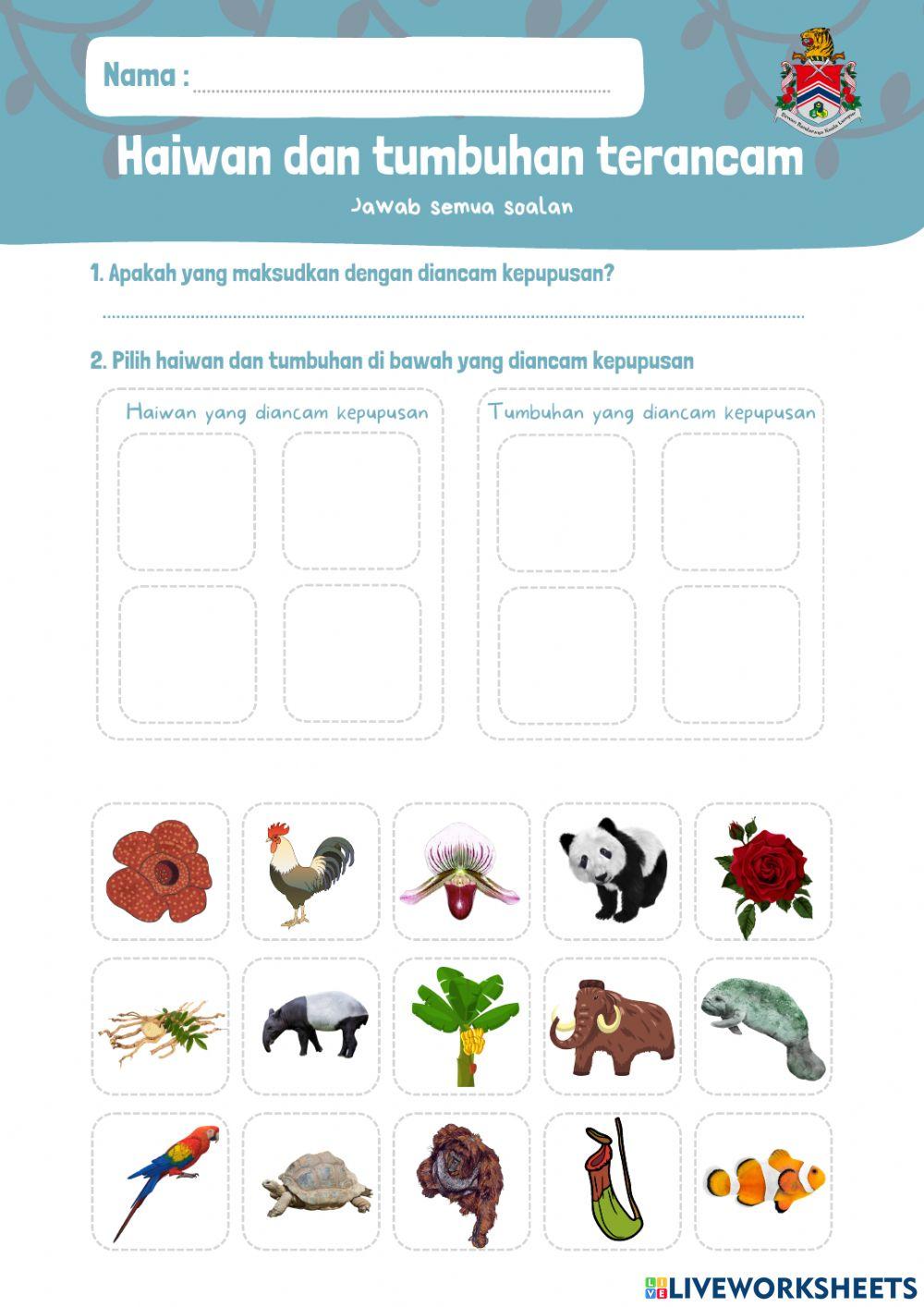 Haiwan dan tumbuhan diancam kepupusan