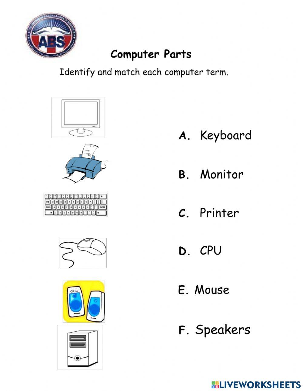 ABS Computer Parts interactive worksheet for Grade2 | Live Worksheets