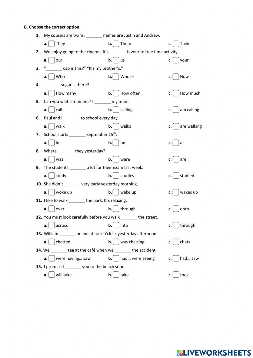 Placement test 8th grade