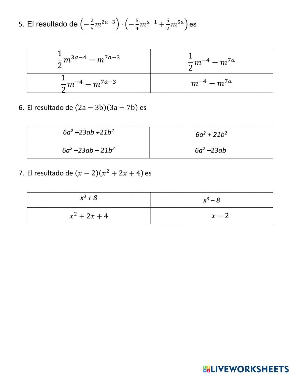 Multiplicaciòn algebraica