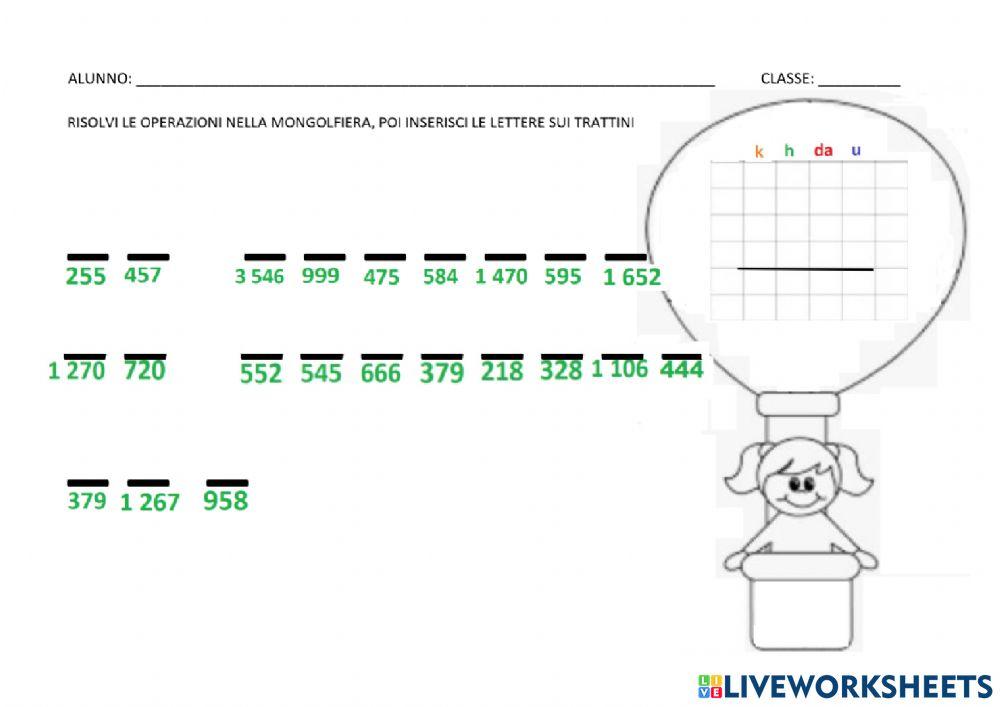 Addizioni e sottrazioni con e senza cambio