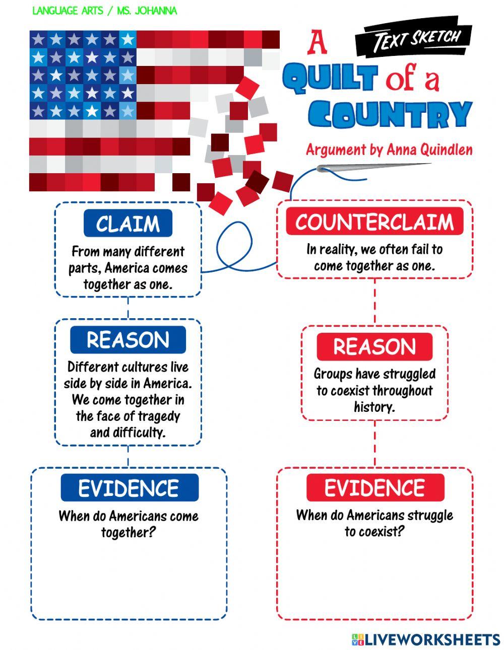 A quilt of a country text sketch