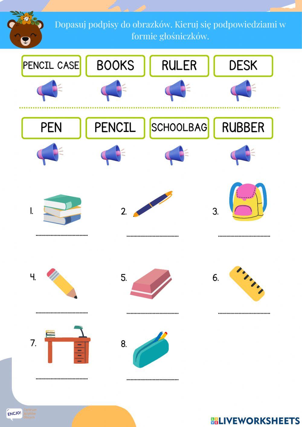 School objects. I wonder 1. Unit 1